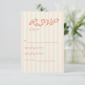Vintage Coastal Minimal Peach Stripes Wedding RSVP (スタンド正面)