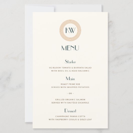 Vintage Coastal Retro Sunset Deco Wedding Menu (正面)