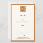 Vintage Coastal Retro Sunset Orange Wedding Menu (正面)