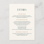 Vintage Coastal Sunset Retro Deco Wedding Details エンクロージャーカード (正面)