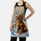 Vintage Cocker Spaniel and Cardinals Christmas エプロン (インサイチュ)