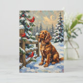 Vintage Cocker Spaniel and Cardinals Christmas シーズンカード (スタンド正面)