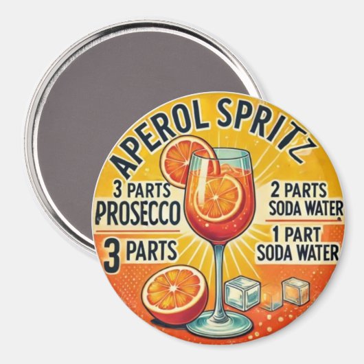 Vintage cocktail Aperol Spritz マグネット (正面/裏面)