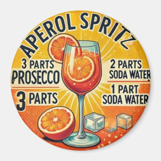 Vintage cocktail Aperol Spritz  マグネット (正面)