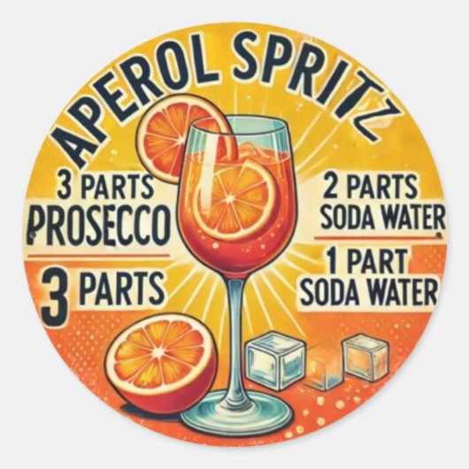 Vintage cocktail Aperol Spritz  ラウンドシール (正面)
