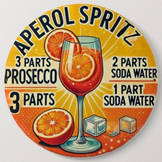 Vintage cocktail Aperol Spritz  缶バッジ (正面)