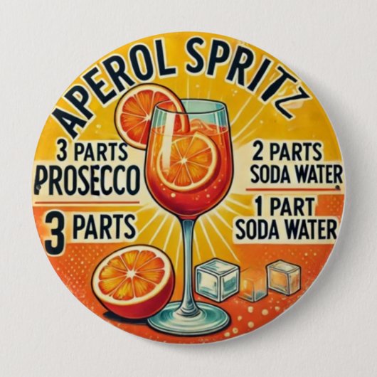 Vintage cocktail Aperol Spritz  缶バッジ (正面)