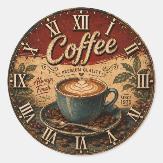 Vintage Coffee ラウンドシール (正面)