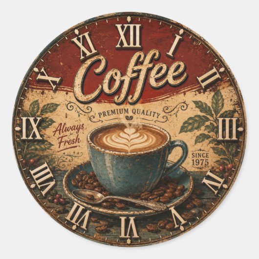 Vintage Coffee ラウンドシール (正面)