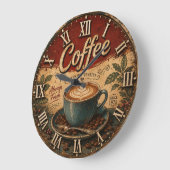 Vintage Coffee ラージ壁時計 (傾斜)
