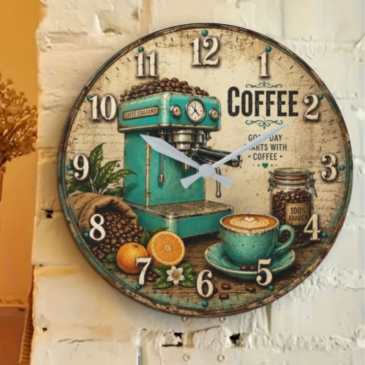 Vintage Coffee ラージ壁時計