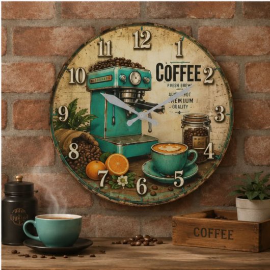 Vintage Coffee ラージ壁時計