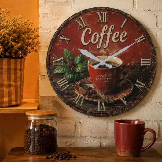 Vintage Coffee ラージ壁時計