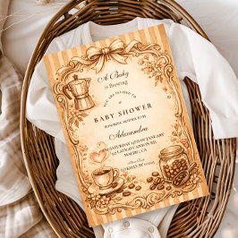 Vintage Coffee Baby Shower 招待状