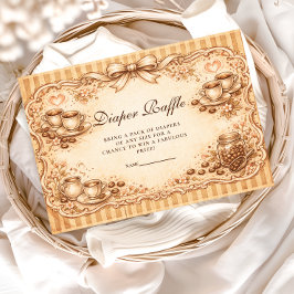 Vintage Coffee Baby Shower Diapper Raffle エンクロージャーカード