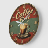 Vintage Coffee Bar ラージ壁時計 (傾斜)