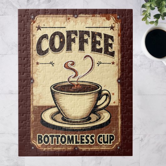 Vintage Coffee Bottomless Cup Sign  ジグソーパズル