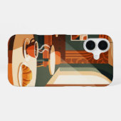 Vintage Coffee & Croissant iPhone 16ケース (裏面横)