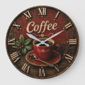 Vintage Coffee Cup ラージ壁時計 (正面)
