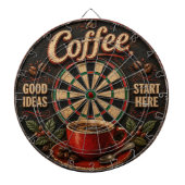 Vintage Coffee Good Ideas Start Here Rustic ダーツボード (正面)