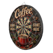 Vintage Coffee Good Ideas Start Here Rustic ダーツボード (正面右)