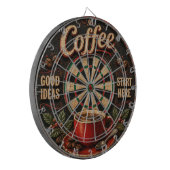 Vintage Coffee Good Ideas Start Here Rustic ダーツボード (正面左)