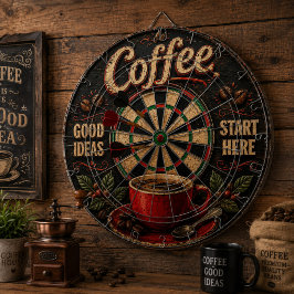 Vintage Coffee Good Ideas Start Here Rustic ダーツボード