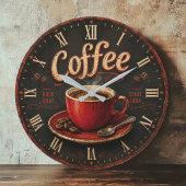 Vintage Coffee Good Ideas Start Here Rustic ラージ壁時計