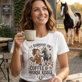 Vintage Coffee Horse Kisses Graphic Tシャツ