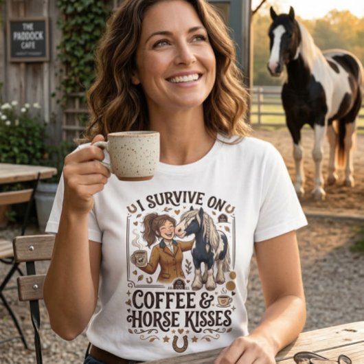 Vintage Coffee Horse Kisses Graphic Tシャツ