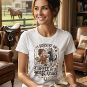 Vintage Coffee Horse Kisses Graphic Tシャツ