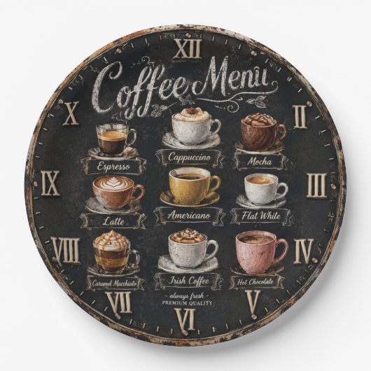 Vintage Coffee Menu ペーパープレート (正面)