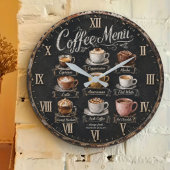 Vintage Coffee Menu ラージ壁時計