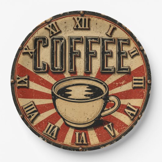 Vintage Coffee Retro ペーパープレート (正面)
