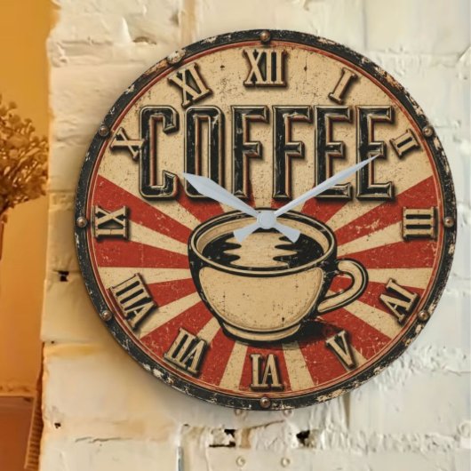Vintage Coffee Retro ラージ壁時計