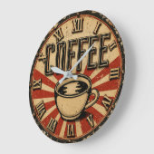 Vintage Coffee Retro ラージ壁時計 (傾斜)