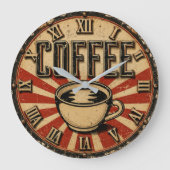 Vintage Coffee Retro ラージ壁時計 (正面)