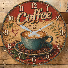 Vintage Coffee Rustic Farmhouse ラージ壁時計