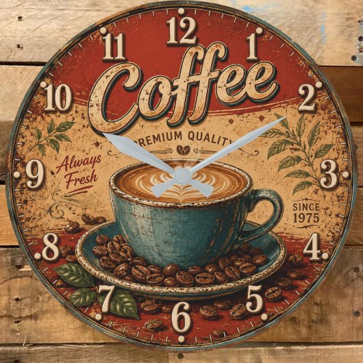 Vintage Coffee Rustic Farmhouse  ラージ壁時計
