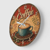 Vintage Coffee Rustic Farmhouse  ラージ壁時計 (傾斜)