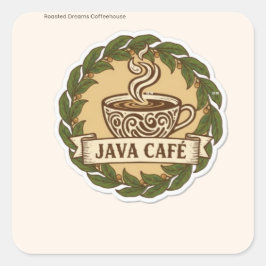Vintage Coffee Shop Logo Sticker - Custom Business スクエアシール