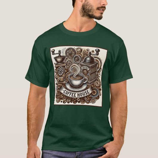 Vintage Coffeehouse Vibes funny Tシャツ (正面)