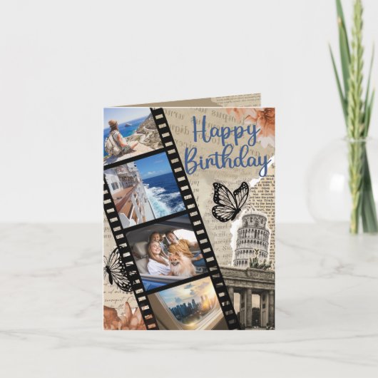 Vintage Collage Birthday Card サンキューカード (正面)