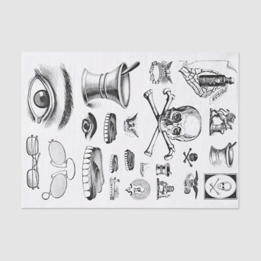 Vintage Collage Decoupage Chemist Apothecary 薄葉紙 (正面)