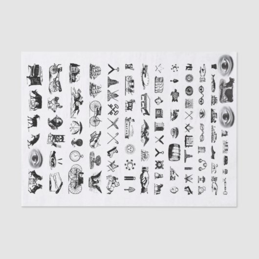 Vintage Collage Decoupage Etchings Icons 薄葉紙 (正面)