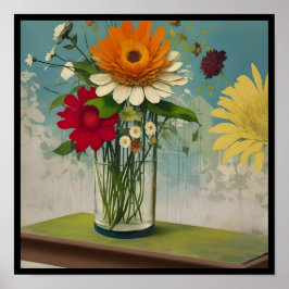 vintage collage flowers deco 3/3 ポスター