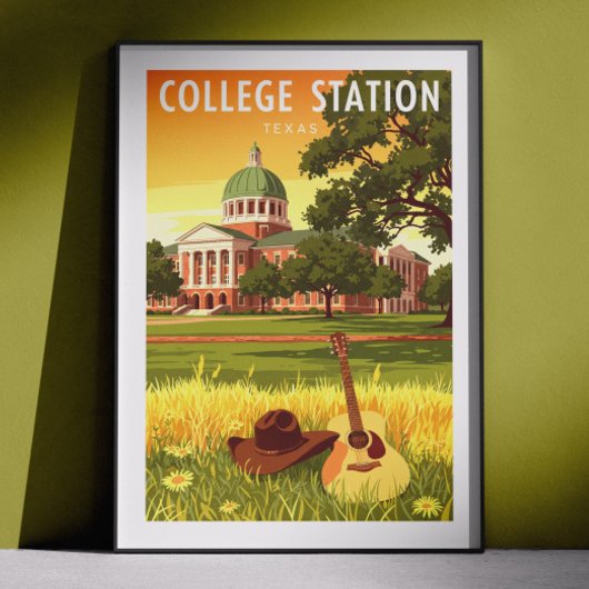 Vintage College Station Texas ポスター