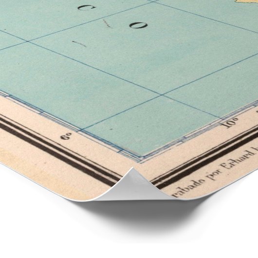 Vintage Colombia Map (1890) ポスター (角)