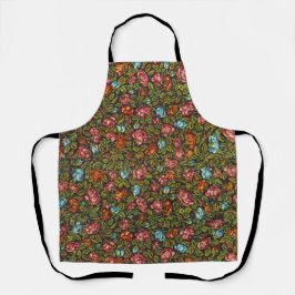 Vintage Colorful All Over Floral Pattern エプロン