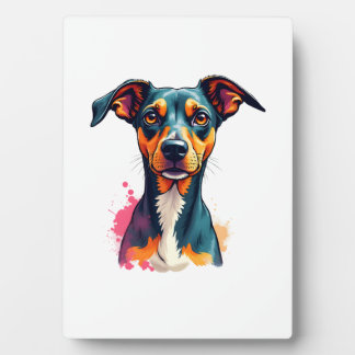 Vintage Colorful Dog Portrait Pop Art Illustration フォトプラーク